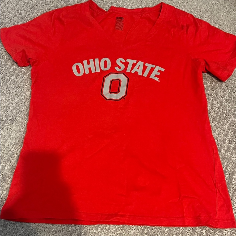 Ohio State Women's Red V-Neck Top